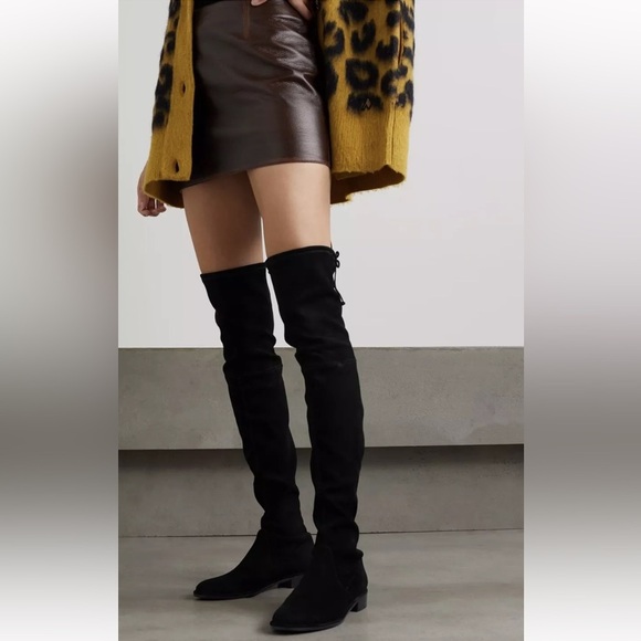 Stuart Weitzman Lowland Over the Knee Suede Boots Womens Size‎ 7.5 OTK Black - Picture 5 of 8